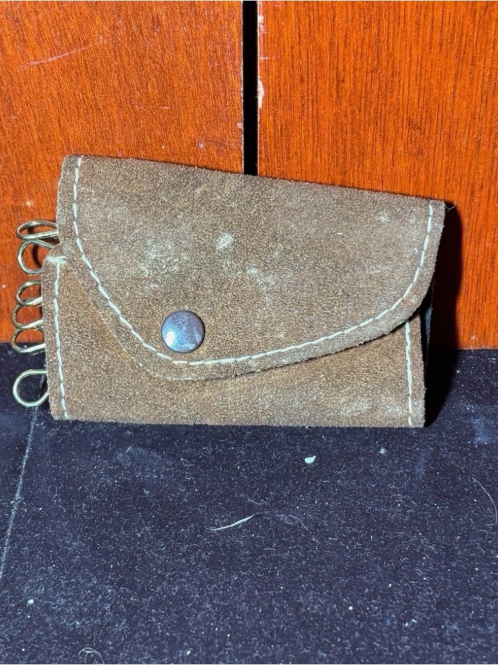 Brown Suede Key Holder Wallet
